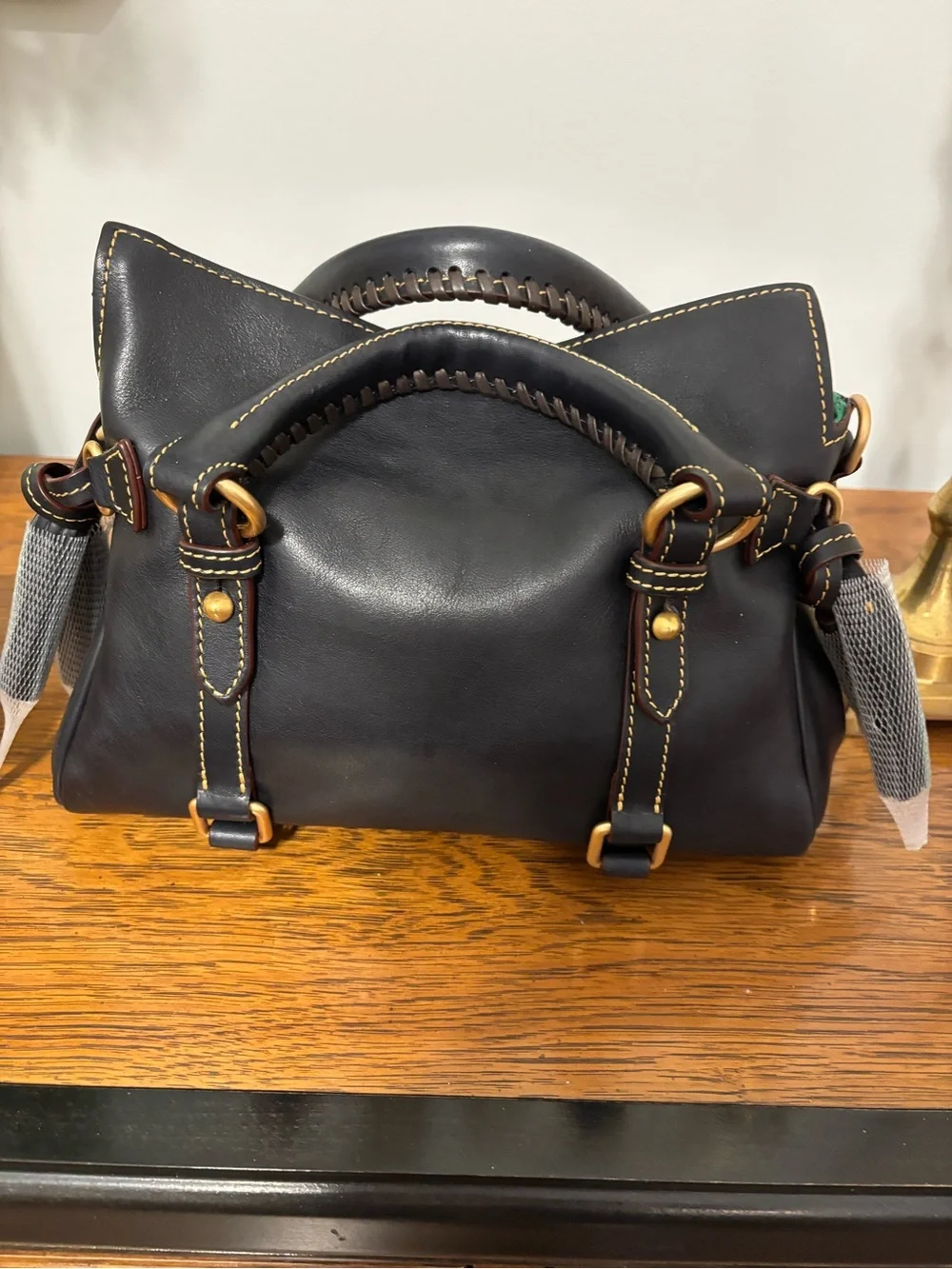Dooney and Bourke navy Florentine Mini Satchel Bag with Decorative Chain